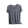 thumbnail image 1 of Fengqque Women's Short Sleeve Round Neck Solid Color Loose T-shirt Casual Lightweight Base Coat Gray 10(XL), 1 of 3