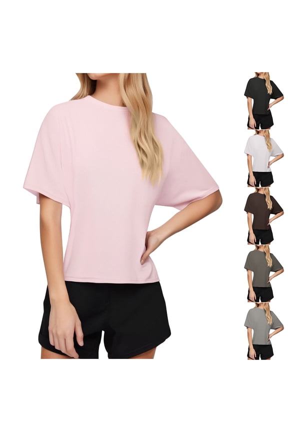 Women's Short Sleeve Tops Casual,Womens Loose Fit Tshirts Short Sleeve Summer Tops Casual Workout Yoga Tunic T Shirts Tops White XS(XS)