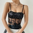 thumbnail image 1 of Fengqque Women's Sleeveless Solid Color Suspender Lace Slim Lingerie Top Blouse, 1 of 9