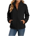 thumbnail image 1 of Fengqque Women’s Softshell Full Zip Jacket, Stand Collar Long Sleeve Windproof Casual Outer Coat with Zipper Pockets Lightweight Outdoor Jacket for Fall Winter Black, 1 of 9