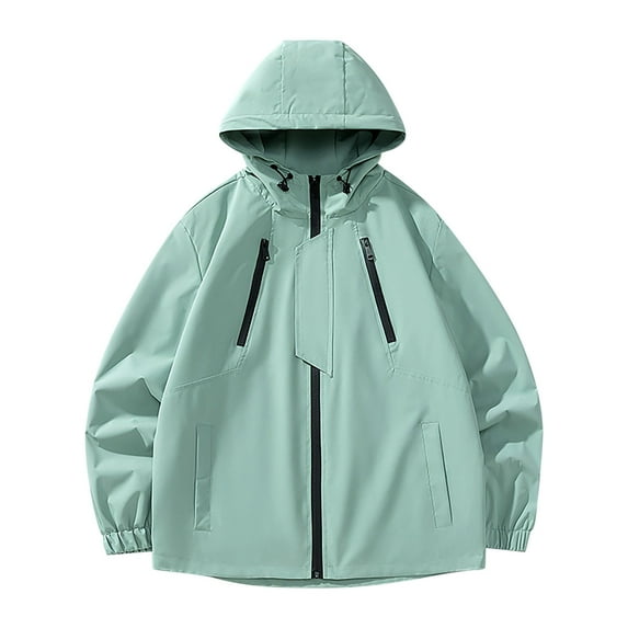 Fengqque Women's Softshell Warm Outdoor Windbreaker Waterproof Zipper Long Cycling Bike Coat New Hooded Jacket Outdoor Climbing Wear Sports Solid Color Hardshell Jacket