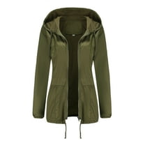 Fengqque Women's Softshell Warm Outdoor Windbreaker Waterproof Zipper Long Cycling Bike Coat Solid Rain Jacket Outdoor Jackets Hooded Raincoat Windproof