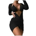 thumbnail image 1 of Fengqque Women's Solid Bikini Strap Bikini Deep V Sexy Split Swimsuit Set Three-Piece Swimming Suit, 1 of 9