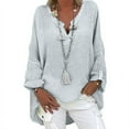 thumbnail image 1 of Fengqque Women's Solid Color Cotton Linen Casual Top, 1 of 4