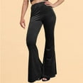 thumbnail image 1 of Fengqque Women's Solid Color Velvet Retro Fashion Casual Elastic Waist High Waisted Tight Flared Pants Black 12(XXL), 1 of 5