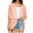 thumbnail image 1 of Fengqque Women's Solid Puff Sleeve Kimono Cardigan Loose Chiffon Cover Up Casual Blouse Tops, 1 of 8