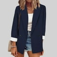 thumbnail image 1 of Fengqque Women's Spring Fall Business Casual Blazers Long Sleeve Notch Lapel Trendy Work office Blazer Jackets Outerwear Dark Blue 4(S), 1 of 6