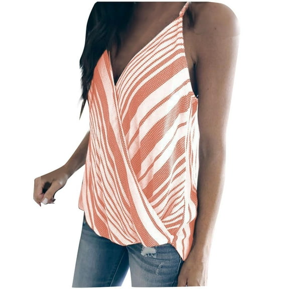 Fengqque Women's Spring/Summer Sleeveless Stripe Spliced Loose Casual Top