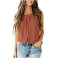 thumbnail image 1 of Fengqque Women's Summer Solid Color Casual Tank Loose Fi T Pleated Round Neck Sleeveless, 1 of 4