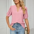thumbnail image 1 of Fengqque Women's V- Neck Hollow Out Recreational Short Sleeve Tops, 1 of 6