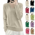 thumbnail image 1 of Fengqque Women’s V Neck Knit Sweater Long Sleeve Ribbed Cuff Hem Loose Fit Pullover Shirts Casual Layering Tops White XL, 1 of 7