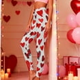 thumbnail image 1 of Fengqque Women's Valentine's Day Gift Red Heart-shaped Print Elastic Tight Fashion Casual Yoga Pants White XL(XL), 1 of 9