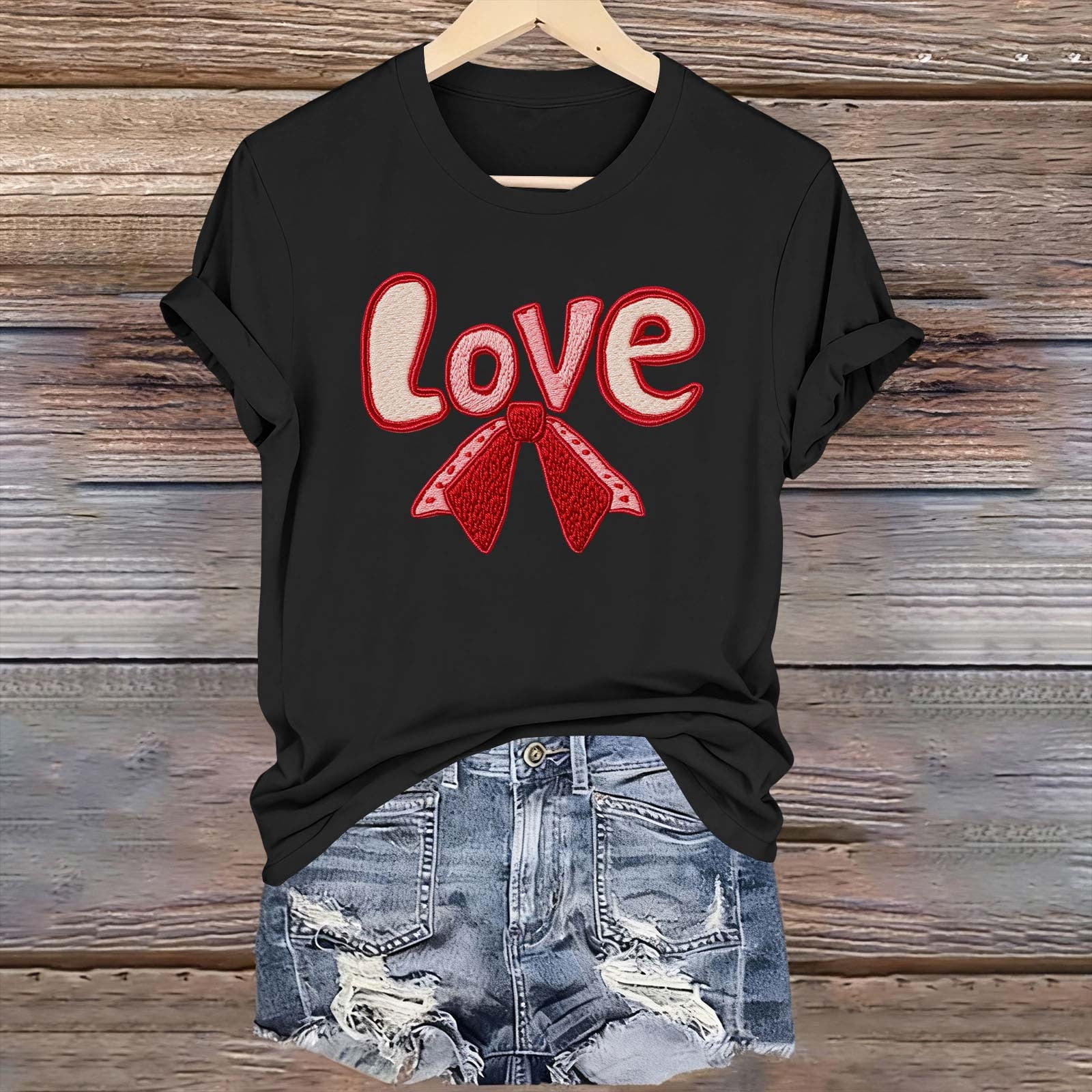 Decrum Valentine's Day T-Shirt – Arrow Love Design, 100% Ring-Spun Cotton, Women's Casual Tee, Size S
