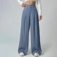 thumbnail image 1 of Fengqque Women's Wide Leg Dress Pants High Waisted Casual Work Trousers Business Outfits with Pockets Light Blue S(S), 1 of 6