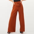 thumbnail image 1 of Fengqque Women's Wide Leg Work Pants Casual High Waisted Elastic Drawstring Loose Palazzo Trouser Coffee S(S), 1 of 5