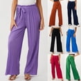 thumbnail image 1 of Fengqque Women's Wide Leg Work Pants Casual High Waisted Elastic Drawstring Loose Palazzo Trouser Wine XL(XL), 1 of 6