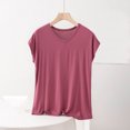thumbnail image 1 of Fengqque Womens Basic T Shirts Summer Tops Modal Tshirts for Women V Neck Short Sleeve Casual Basic Loose Tops Women's Tops Red XXXXL(XXXXL), 1 of 6