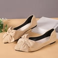 thumbnail image 1 of Fengqque Womens Bowknot Ballet Flats Pointy Toe Casual Flat Shoes Suede Loafers Slip On Dressy Walking Shoes Beige 5.5(36), 1 of 8