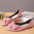 thumbnail image 1 of Fengqque Womens Bowknot Ballet Flats Pointy Toe Casual Flat Shoes Suede Loafers Slip On Dressy Walking Shoes Pink 7(39), 1 of 8