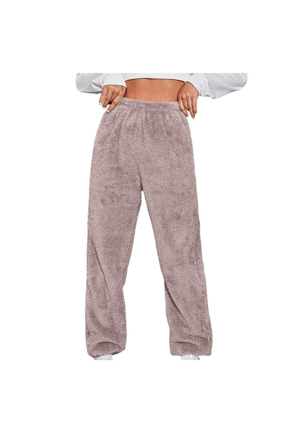 Womens Casual and Comfortable Fleece Pajama Pants Fuzzy Lounge Bottoms Warm Fluffy Sleepwear Purple 6(L)