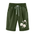 thumbnail image 1 of Fengqque Womens Cuffed Shorts Summer High Waist Drawstring Printing Straight Shorts with Pockets Army Green M(M), 1 of 2