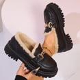 thumbnail image 1 of Fengqque Womens Fleece-lined Loafers Shoes Chunky Loafer Slip On Work office Business Casual Dress Shoes Black 9(42), 1 of 9