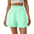 thumbnail image 1 of Fengqque Womens High Waisted Striped Print Shorts Athletic Running Shorts Workout Gym Quick Dry Floral shorts Green XL(XL), 1 of 5