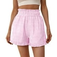 thumbnail image 1 of Fengqque Womens High Waisted Striped Print Shorts Athletic Running Shorts Workout Gym Quick Dry Floral shorts Hot Pink S(S), 1 of 5