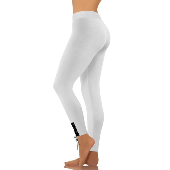 Fengqque Womens High Waisted Tight Pants Trouser Legs Strap Yoga Pants Solid Color Leisure Daily Fitness Running Pants White XXXXL