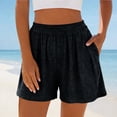 thumbnail image 1 of Fengqque Womens Knitted Shorts Elastic Waist Shorts High Waisted Wide Leg Beach Shorts with Pockets Black L(L), 1 of 7