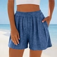 thumbnail image 1 of Fengqque Womens Knitted Shorts Elastic Waist Shorts High Waisted Wide Leg Beach Shorts with Pockets Blue XL(XL), 1 of 7