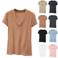 thumbnail image 1 of Fengqque Womens Modal T Shirts Short Sleeve V Neck Loose Breathable Plus Size Summer Tops White XL(XL), 1 of 5