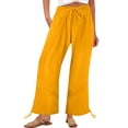 thumbnail image 1 of Fengqque Womens Pants Wide Leg drawstring Plus Size High Waisted Wide Leg Palazzo Pants Yellow M(M), 1 of 5