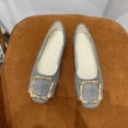 thumbnail image 1 of Fengqque Womens Round Toe Square Buckle Ballet Flats Soft Flats Casual Work Shoes Dressy Slip-ons Loafers Gray 9(42), 1 of 4
