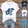 thumbnail image 1 of Fengqque Womens Short Sleeve Round Neck Puppy Print Loose T-shirt Casual Fashion Loose Top White XL(XL), 1 of 4