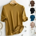 thumbnail image 1 of Fengqque Womens Short Sleeve Tops Summer T Shirts Knitted Rib Round Neck Causal Fashion Basic Tee Yellow XL(XL), 1 of 9