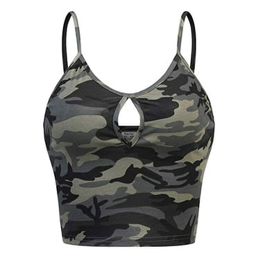 Fengqque Womens Sleeveless Casual Camouflage Print Vest Cami Tank