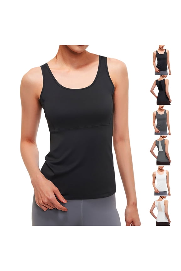 Womens Sleeveless Round Neck Basic Slim Fit Tank Top Back Mesh Hollow Yoga Womens Camisole White XL(XL)