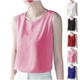 thumbnail image 1 of Fengqque Womens Summer Basic Tank Tops Tops Crew Neck Sleeveless Tops Loose Solid Color Womens Camisole White XL(XL), 1 of 4
