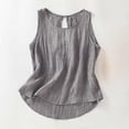 thumbnail image 1 of Fengqque Womens Summer Round Neck Linen-cotton Tank Tops Sleeveless Blouse Back Hollow Out Loose Womens Camisole Gray L(L), 1 of 4
