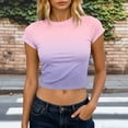 thumbnail image 1 of Fengqque Womens Summer Short Sleeve Crop Tops Crewneck Cap Sleeve T Shirts Loose Fit Basic Tees Purple L(L), 1 of 5
