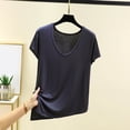thumbnail image 1 of Fengqque Womens Summer T Shirts Modal Short Sleeve U collar Tops Casual Solid Color Tops for Women Trendy Dark Gray L(L), 1 of 3