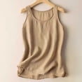 thumbnail image 1 of Fengqque Womens Summer Tank Tops Sleeveless Linen-cotton Loose Round Neck Basic Tee Tanks Khaki L(L), 1 of 5