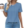 thumbnail image 1 of Fengqque Womens Tshirt Short Sleeve Summer Tops Crewneck Plus Size Polka Dot Basic Tee Shirts Blue-C S(S), 1 of 5