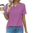 thumbnail image 1 of Fengqque Womens Tshirt Short Sleeve Summer Tops Crewneck Plus Size Polka Dot Basic Tee Shirts Purple-C XXL(XXL), 1 of 5