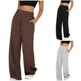 thumbnail image 1 of Fengqque Womens Wide Leg Sweatpants Casual High Waisted Solid Color Breathable Oversized Lounge Jogging Pants with Pockets Gray 10(XL), 1 of 8