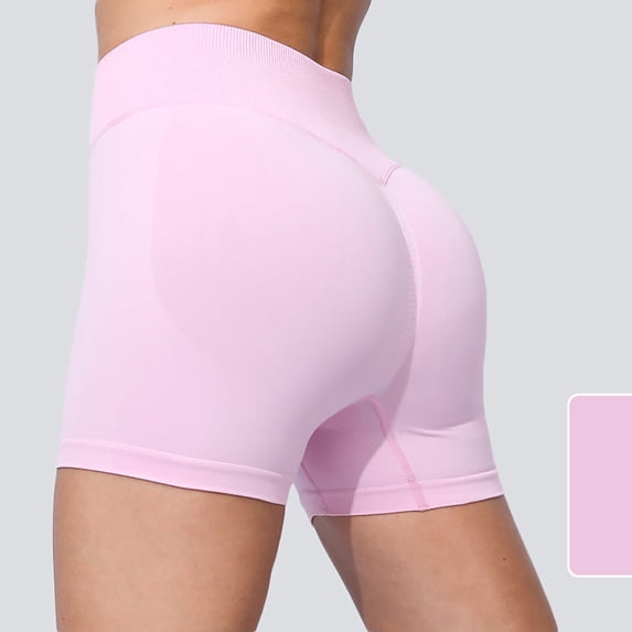 Fengqque Yoga Shorts for Women Tummy Control High Waist Biker Shorts Exercise Workout Butt Lifting Tights Women's Short Pants Pink L(L)