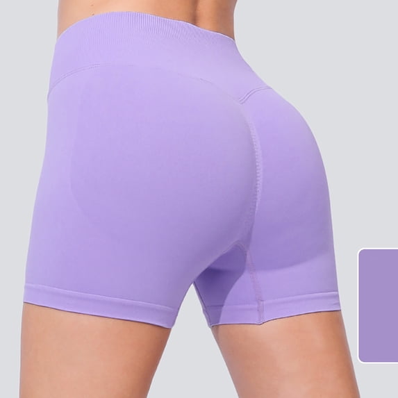 Fengqque Yoga Shorts for Women Tummy Control High Waist Biker Shorts Exercise Workout Butt Lifting Tights Women's Short Pants Purple XL(XL)