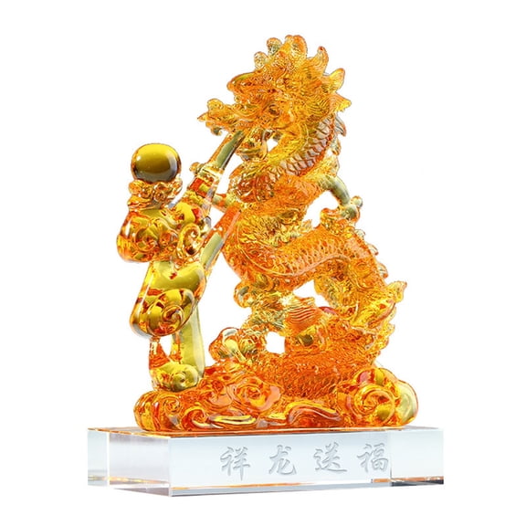 Fengshui Ornaments Colored Glaze Dragon Decoration Zodiac Statue Wealth Figurine Office Living Room Wine Cabinet Decoration Opening Gift Statue