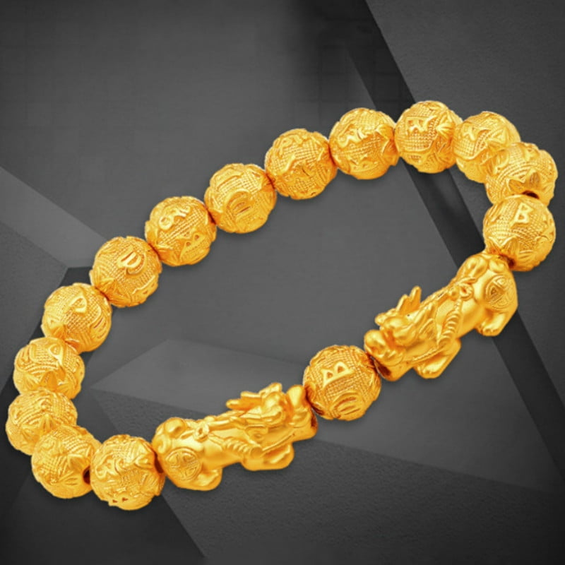 Fengshui Vietnam Shakin Pixiu Bracelets Natural Stone Golden Color